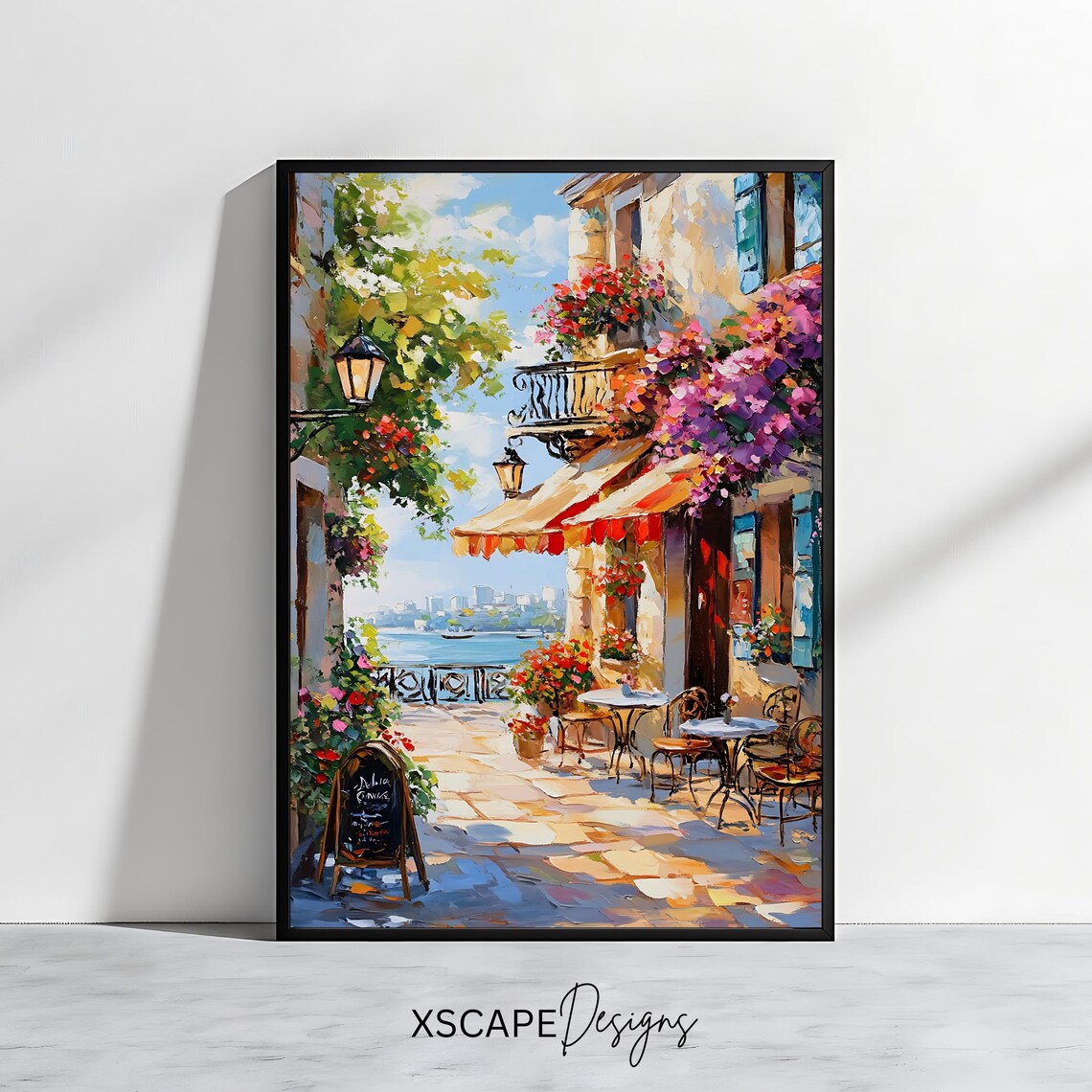 Charming Café Mediterranean Balcony Art Print