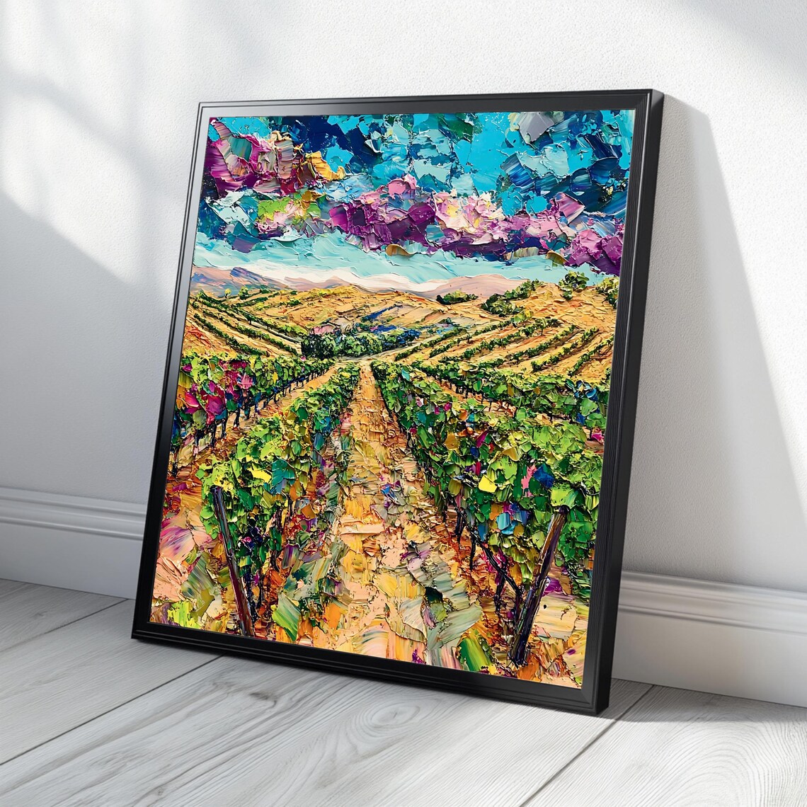Vineyard Landscape, Modern Nature Artwork