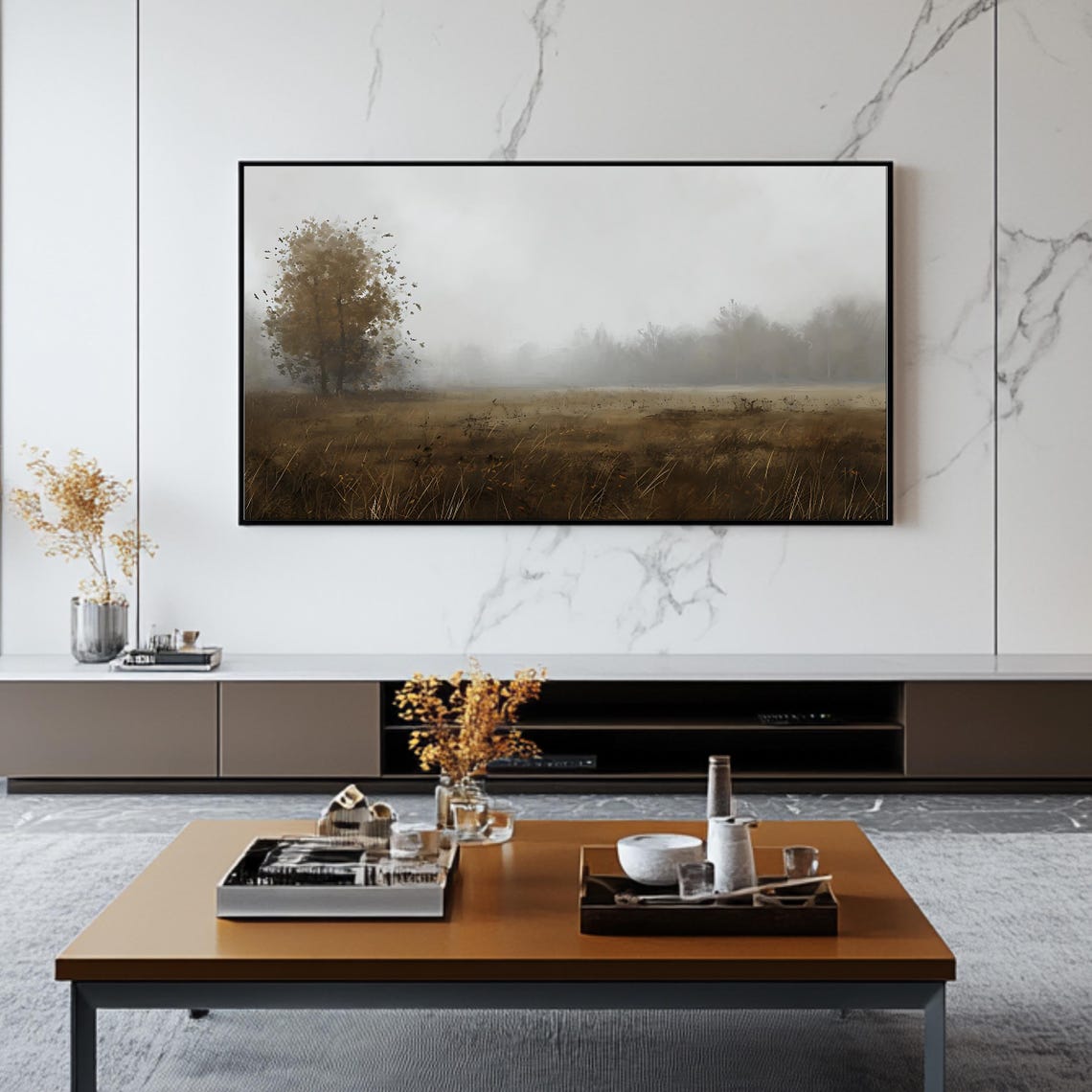 Moody Autumn Field Frame Tv Art Landscape Nature Wall Art For Frame Tv - Image 2
