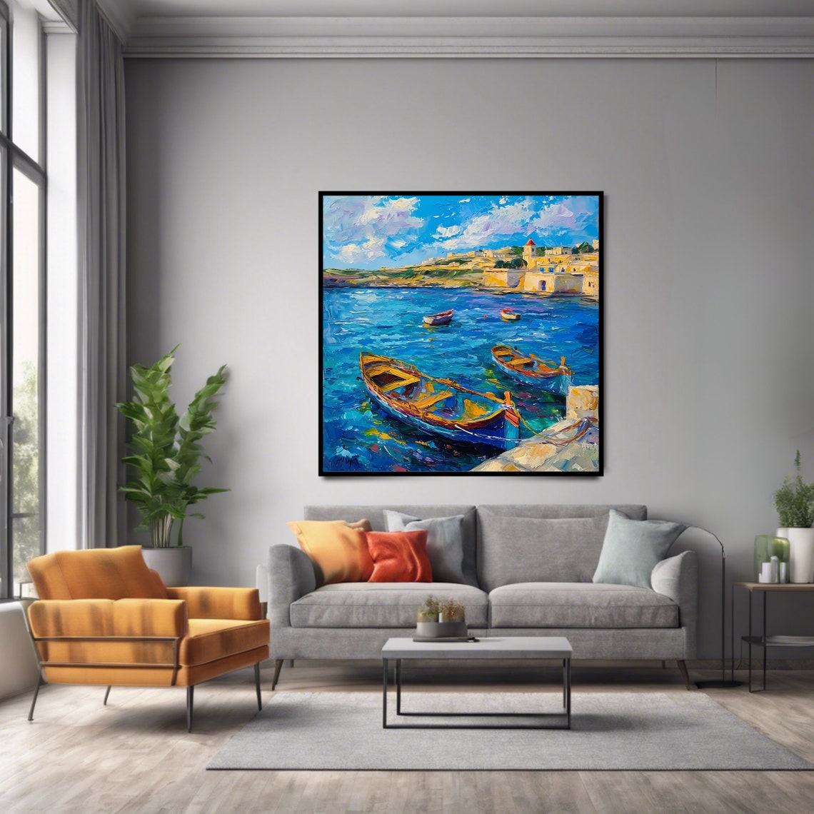 Mediterranean Harbor Coastal Art Print - Image 2