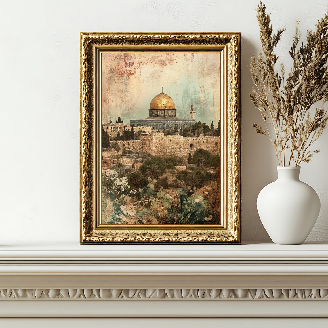 Al Aqsa Mosque Vintage Jerusalem Travel Poster - Image 3
