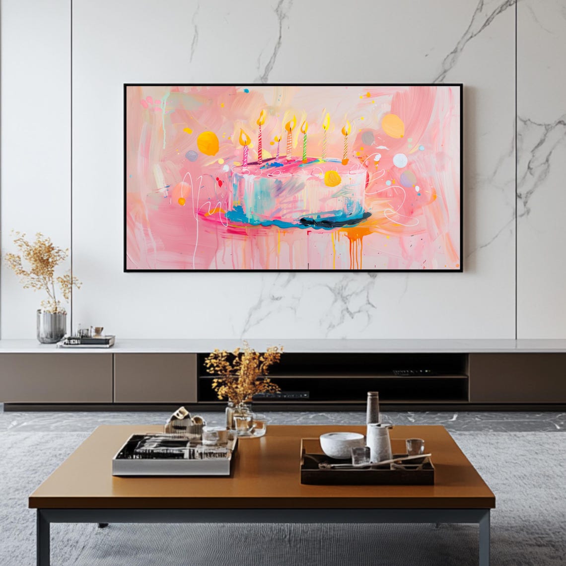Abstract Birthday Cake Party Artwork - Image 2