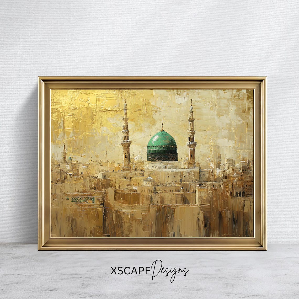Masjid Nabawi Green Dome Medina Golden City Islamic Mosque Poster
