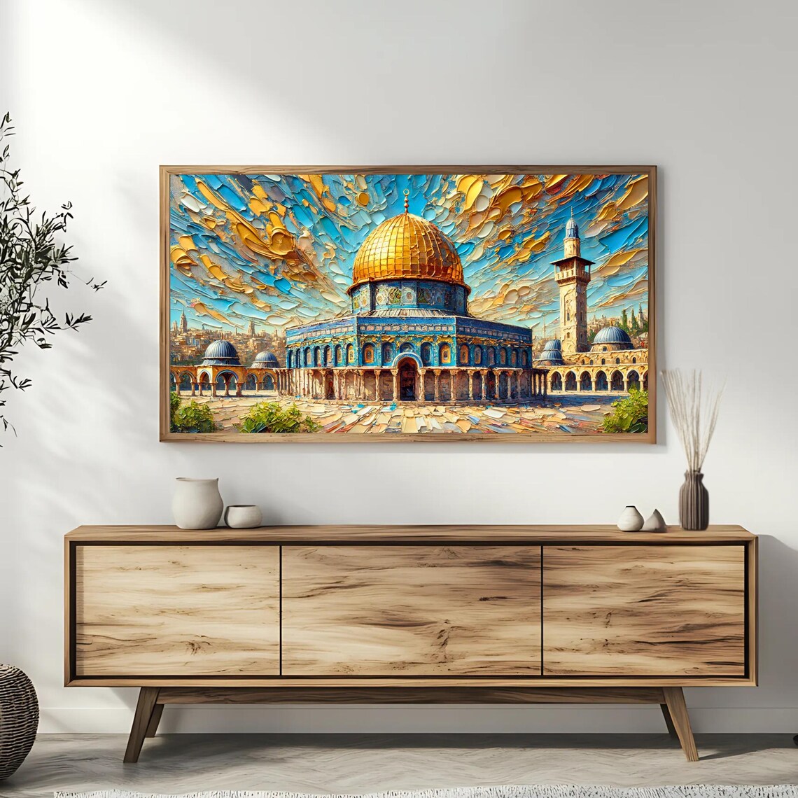 Dome Of The Rock Golden Dome Blue Tile Impasto Oil Painting Art Poster - Image 3