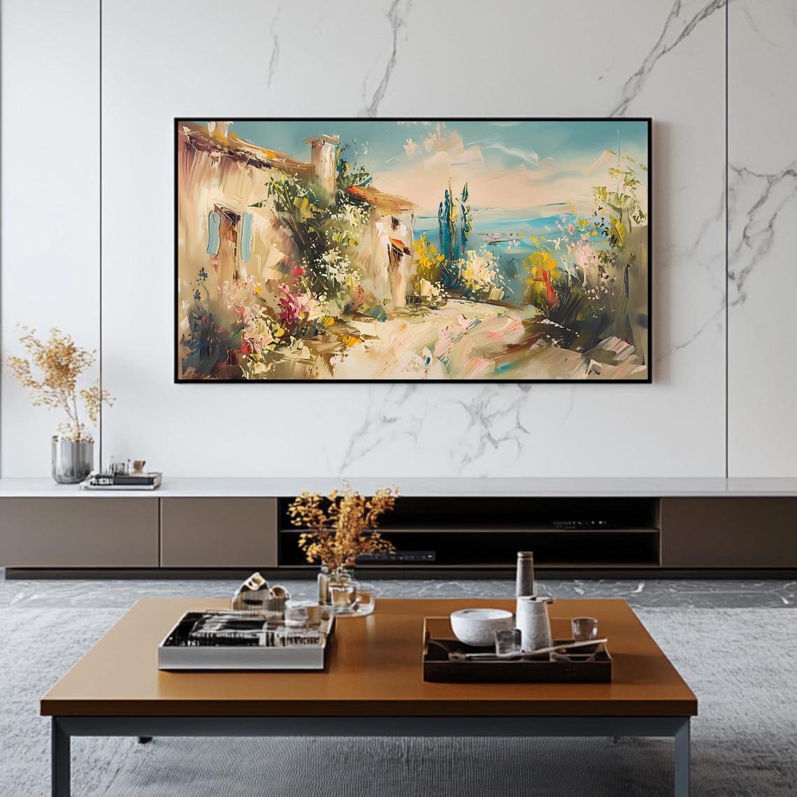 Mediterranean Villa Terrace Overlooking the Sea Summer Garden Poster - Image 2