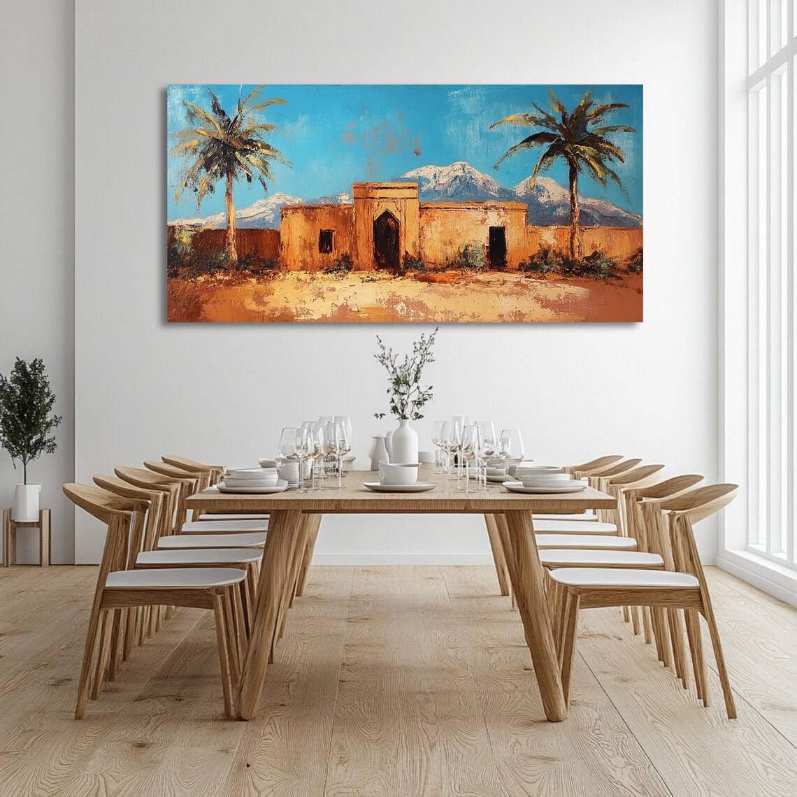 Moroccan Village Wall Art Long Horizontal Narrow Print North African Landscape For Above Couch Or Bed - Image 3