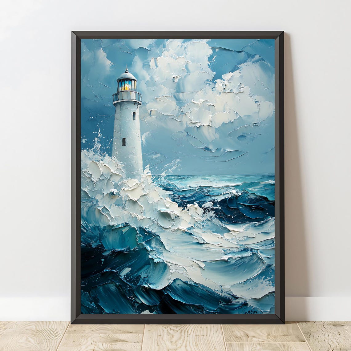 Lighthouse Ocean Wall Art Print Coastal Artwork Nautical Decor - Image 2