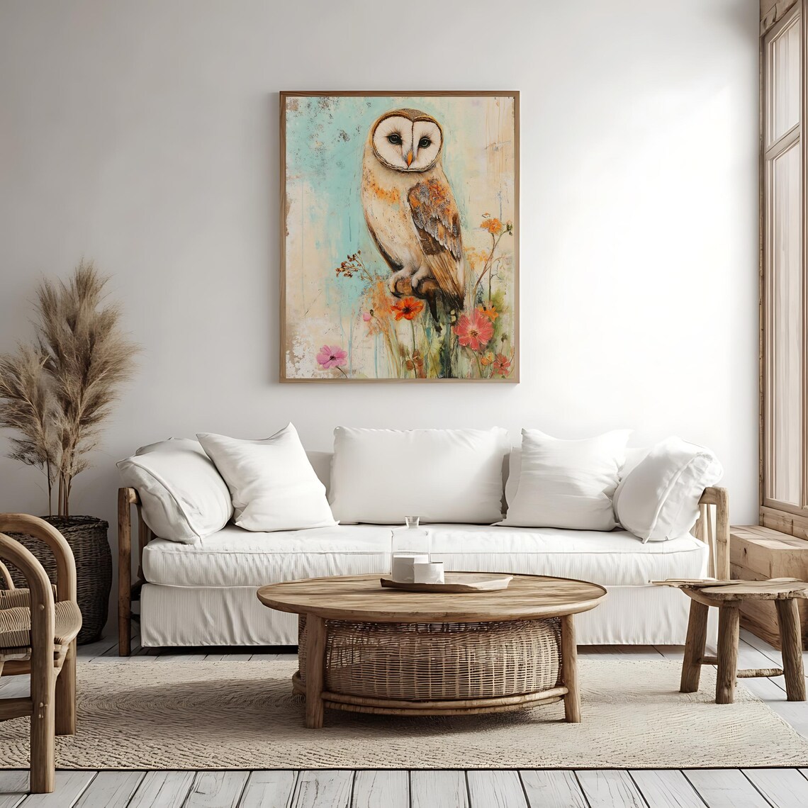 Vintage Barn Owl Art Print, Rustic Nature Decor - Image 4