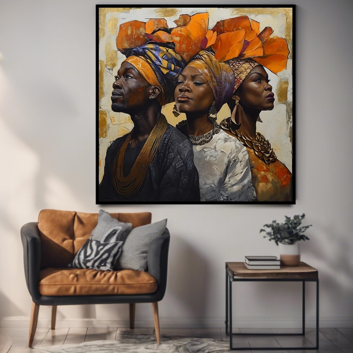 African Heritage Wall Art Print Cultural Portrait Square Artistic Poster - Image 3
