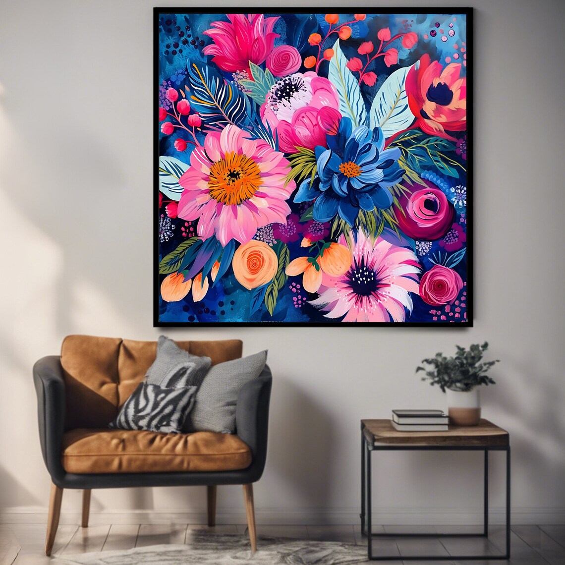 Colorful Floral Botanical Poster, Square Art Print - Image 3