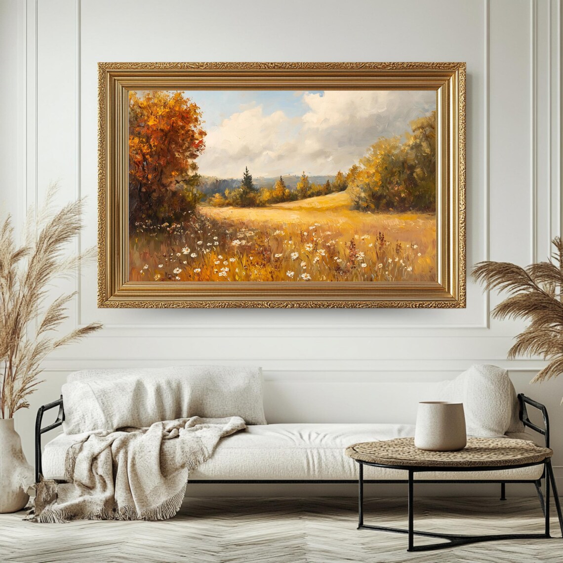 Autumn Meadow Daisy Field Golden Foliage Wildflower Landscape Poster - Image 4