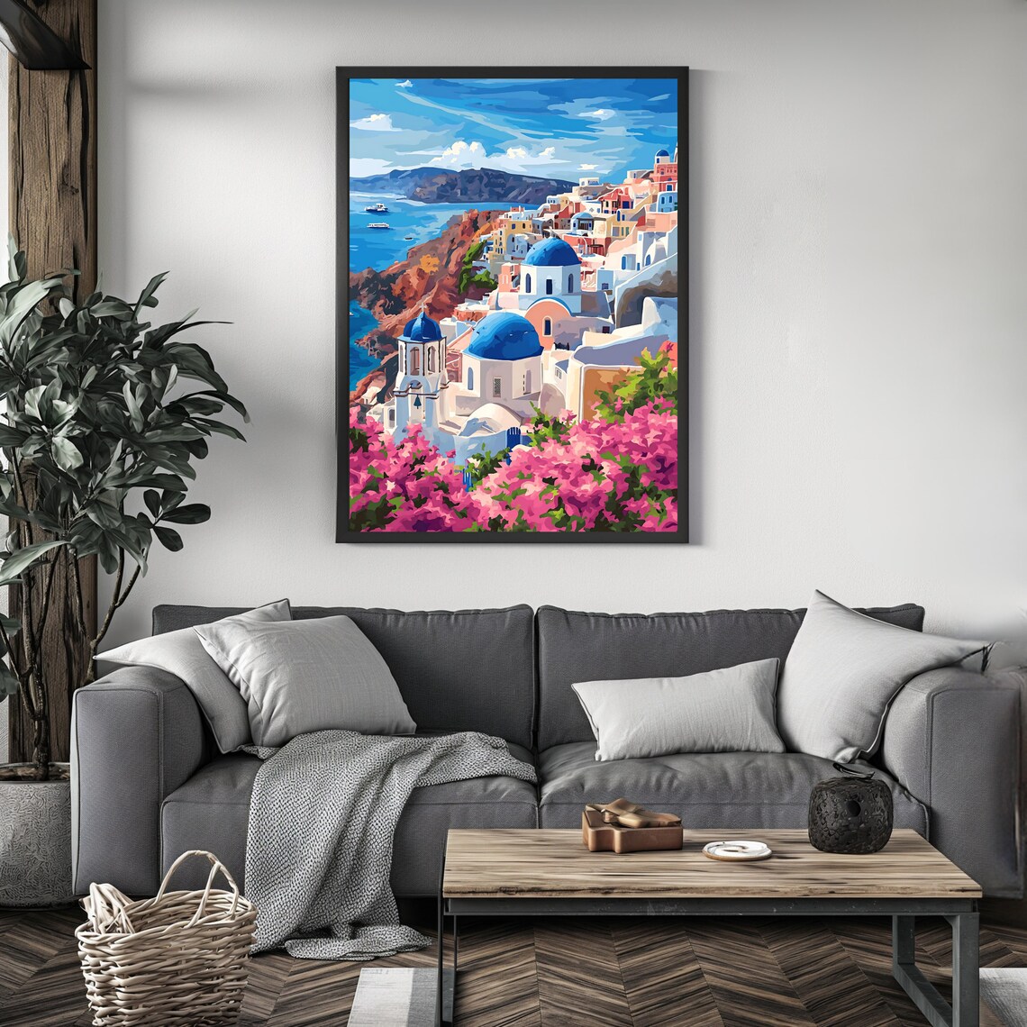 Santorini Coastal Art Print, Mediterranean Scenic Greece - Image 4