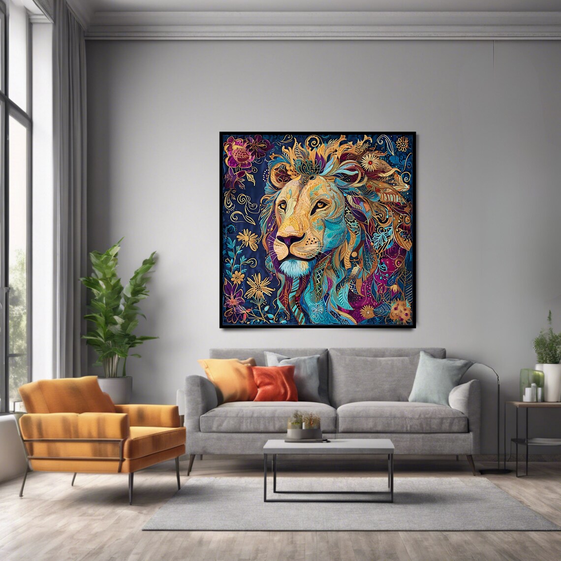 Lion Wildlife Bold Animal Decor, Art Print - Image 2