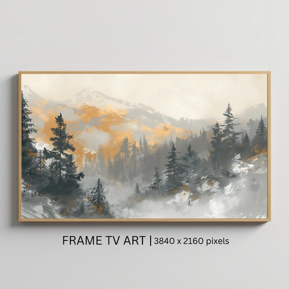 Moody Mountain Forest Frame Tv Art Nature Landscape Rustic Wall Art For Frame Tv