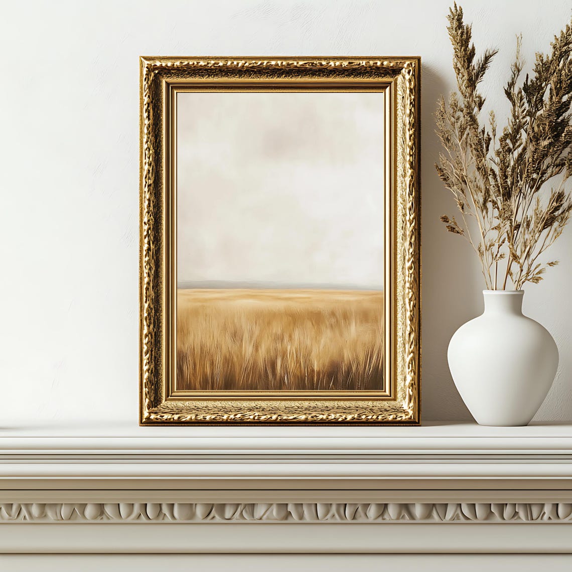 Minimalist Golden Wheat Field Neutral Tones Calm Prairie View Poster - Image 2