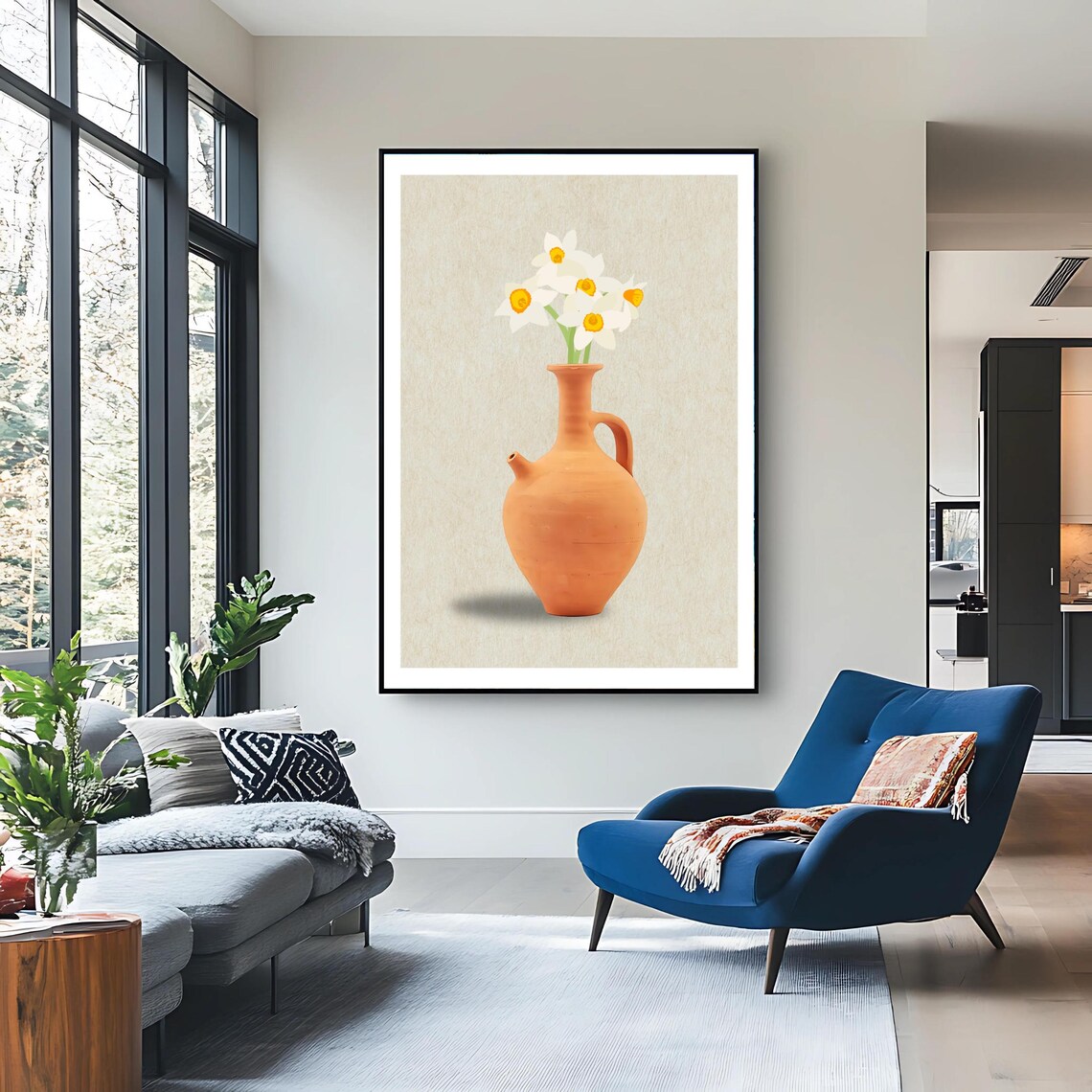 Lebanese Floral Art Vase, Rustic Botanical Art Print - Image 3