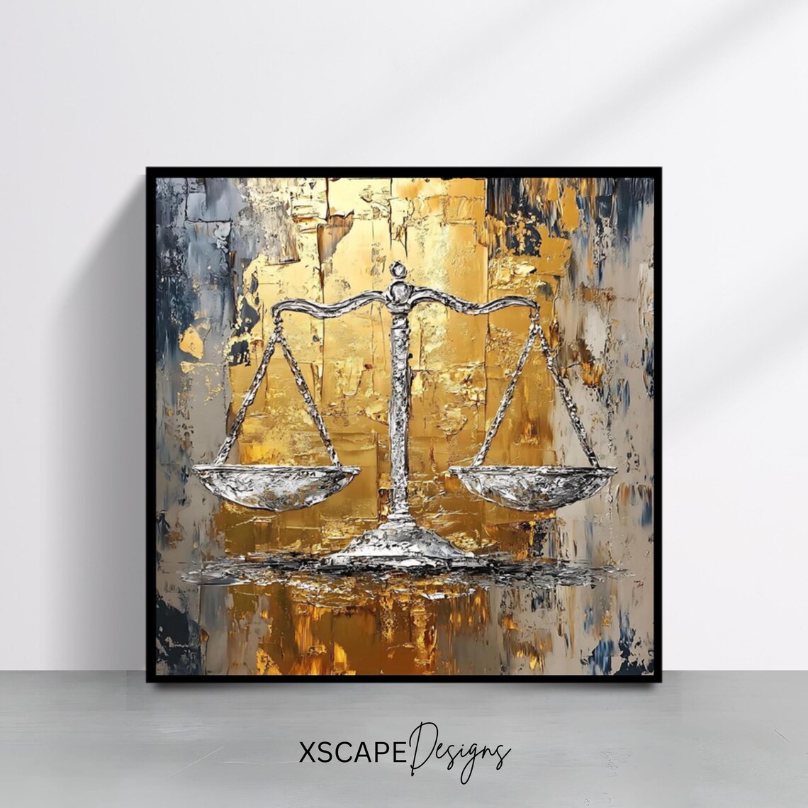 Abstract Justice Scales Art Print, Textured Legal