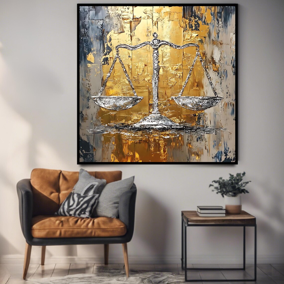 Abstract Justice Scales Art Print, Textured Legal - Image 3