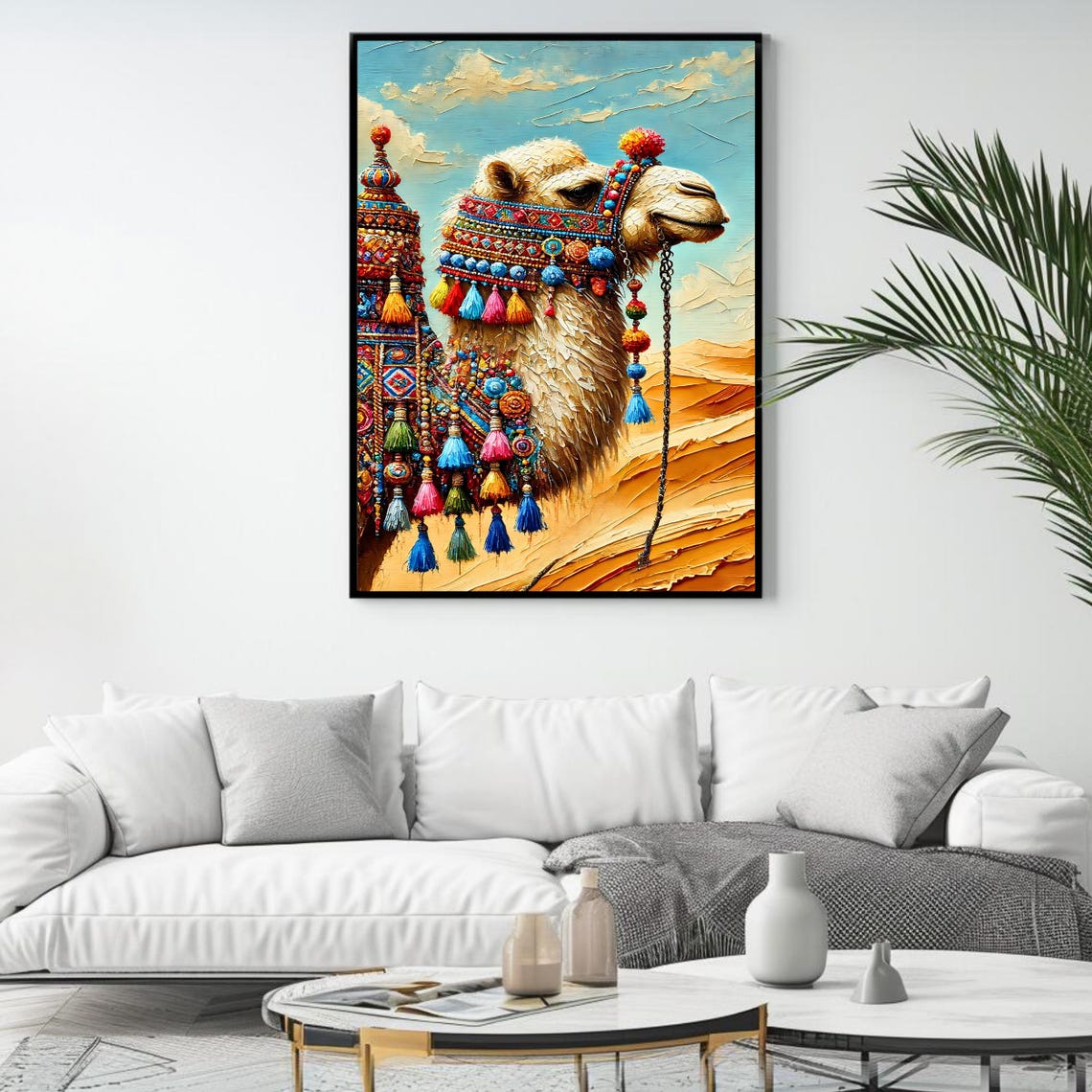 Decorated Camel Colorful Tassels Moroccan Desert Boho Animal Art Print - Image 4