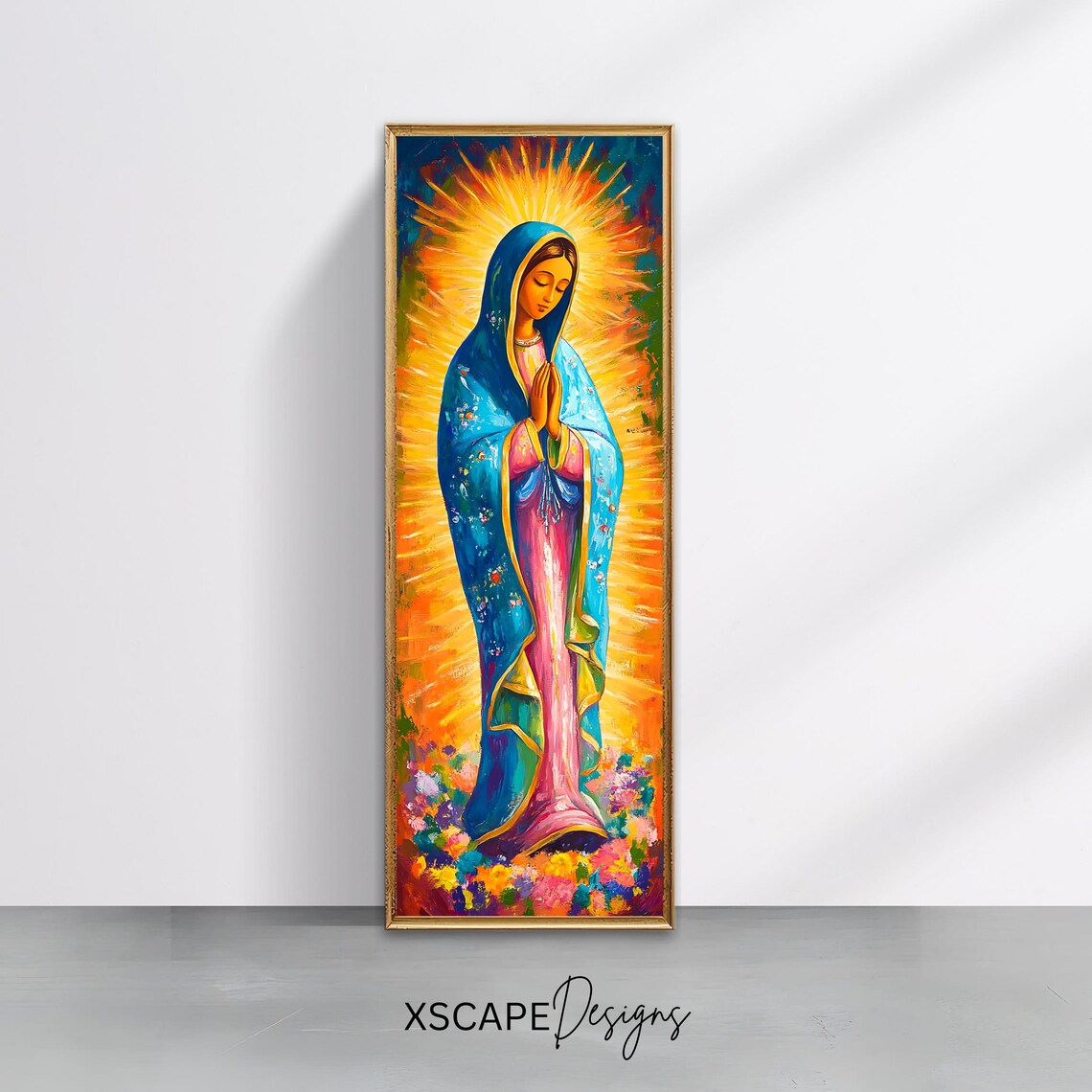Our Lady Of Guadalupe Painting Colorful Catholic Religious Art Tall Vertical Print