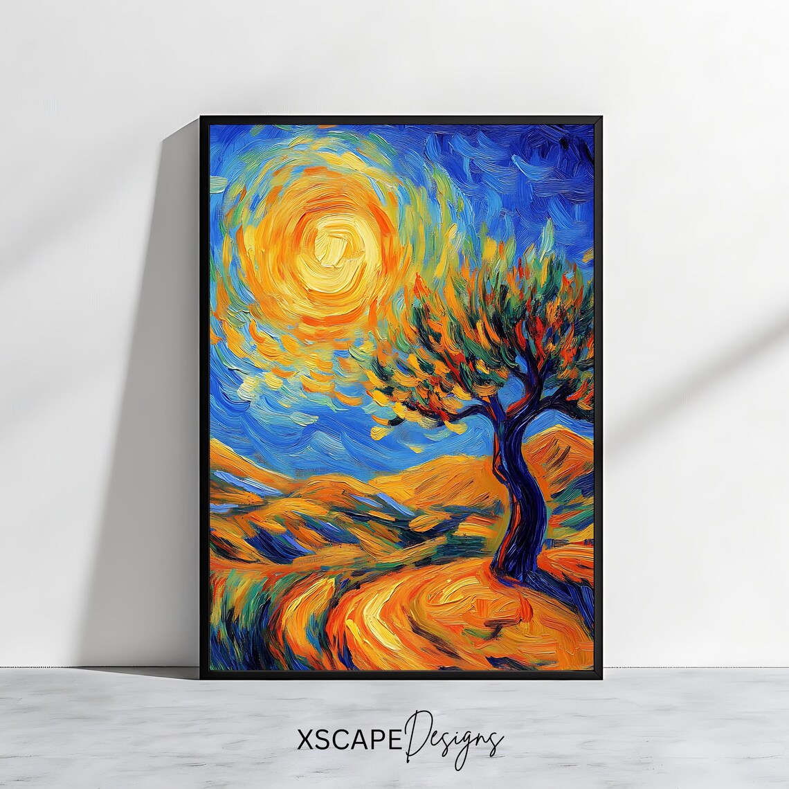 Sun Tree Landscape, Expressive Abstract Nature