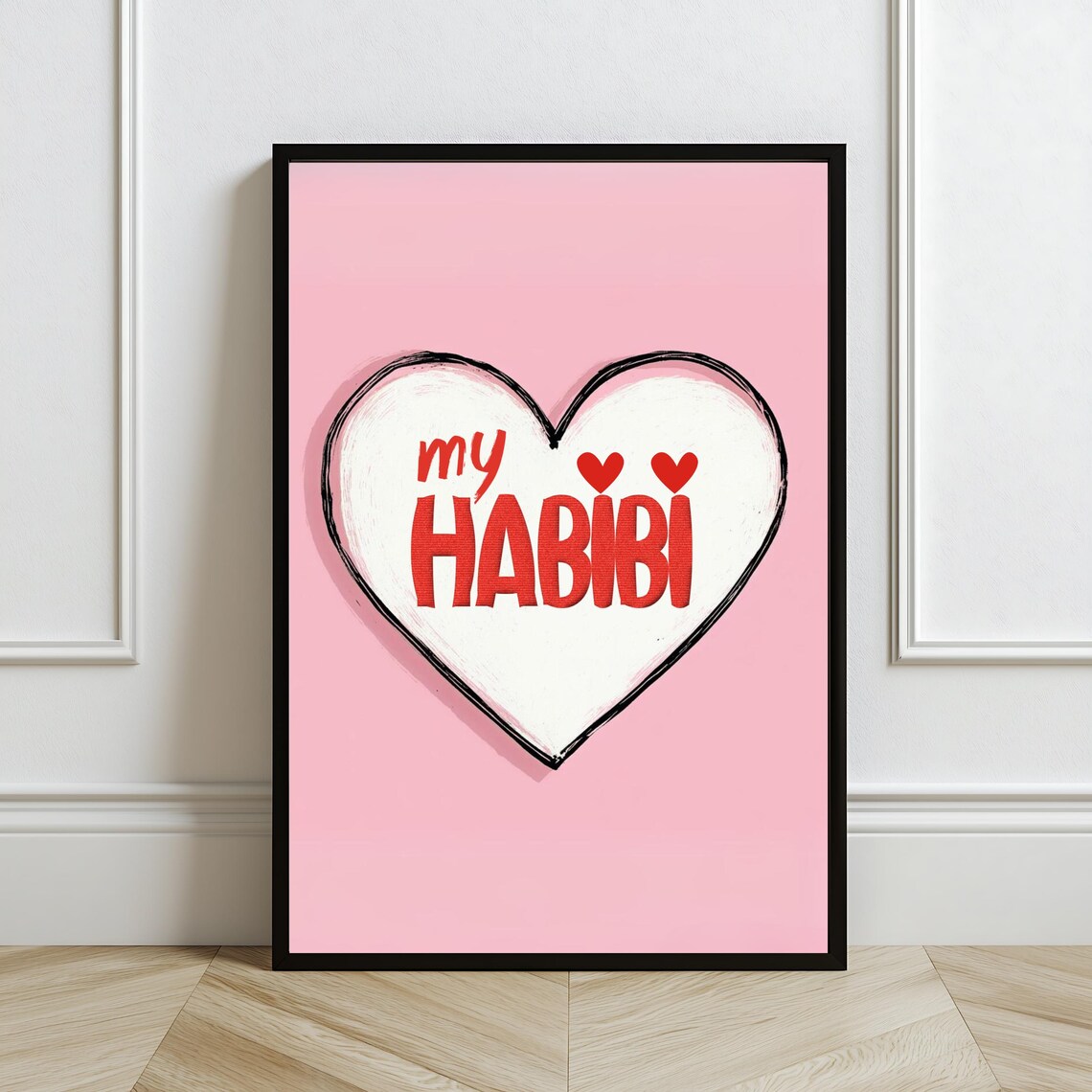 My Habibi Heart Pink Romantic Love Quote Playful Wall Art Poster - Image 2
