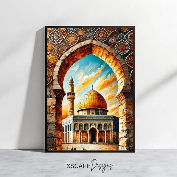 Dome Of The Rock Art Print Jerusalem Islamic Wall Decor Mosque Middle Eastern Architecture Muslim Home Poster