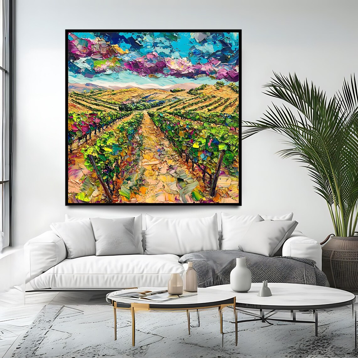 Square Vineyard Colorful Landscape, Modern Nature - Image 4