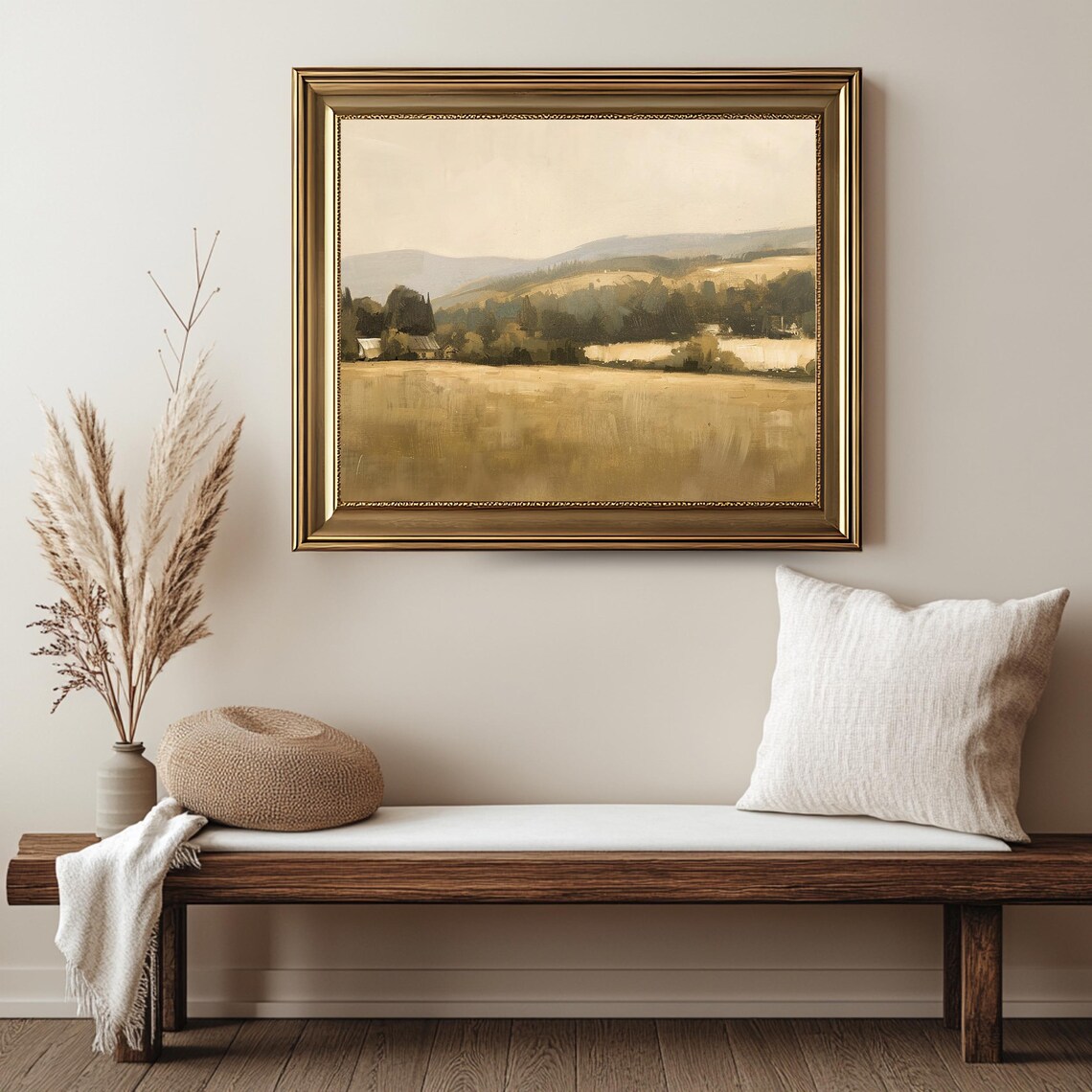 Antique Countryside Vintage Farm Landscape Art Print - Image 2