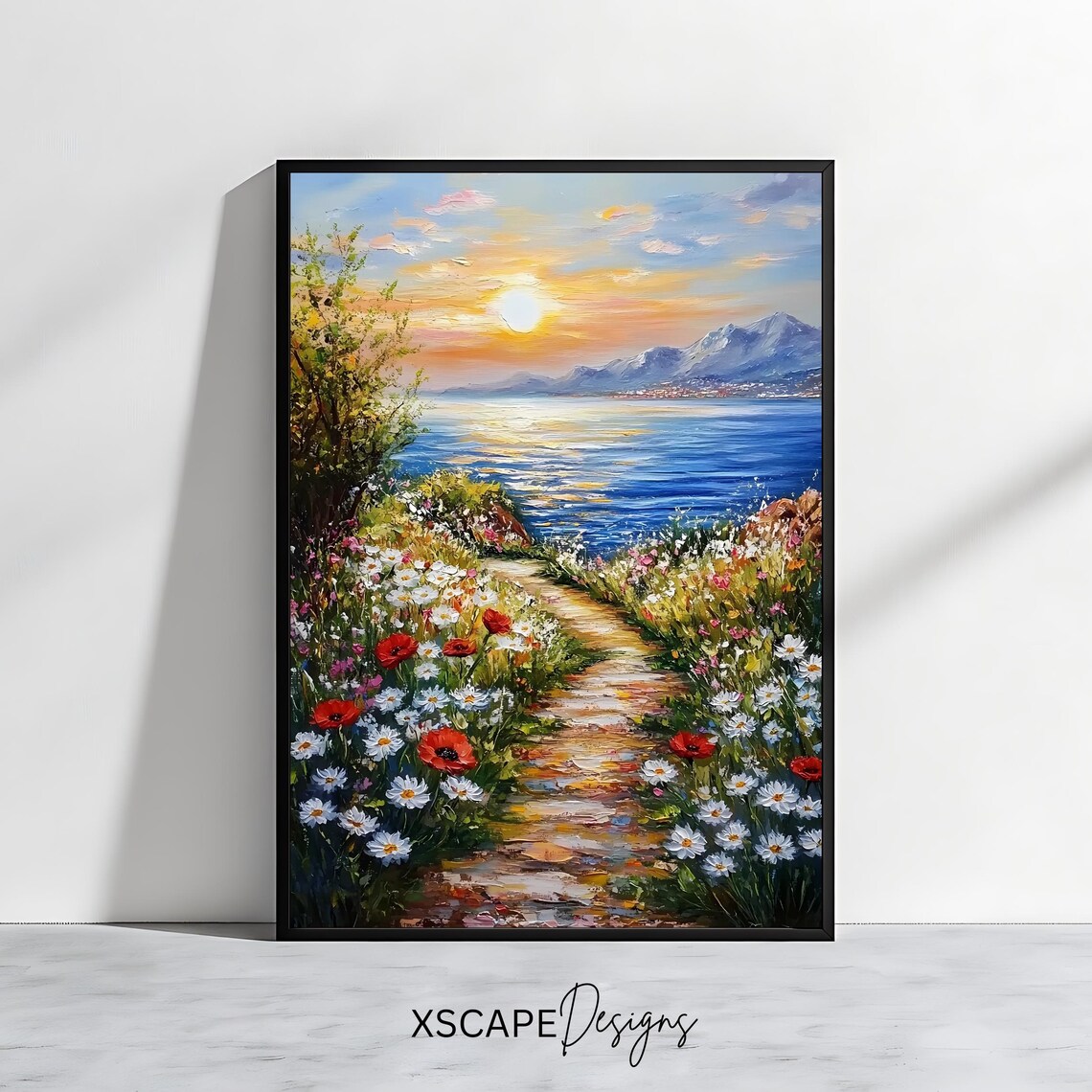 Coastal Sunset Path Scenic Landscape Art Print