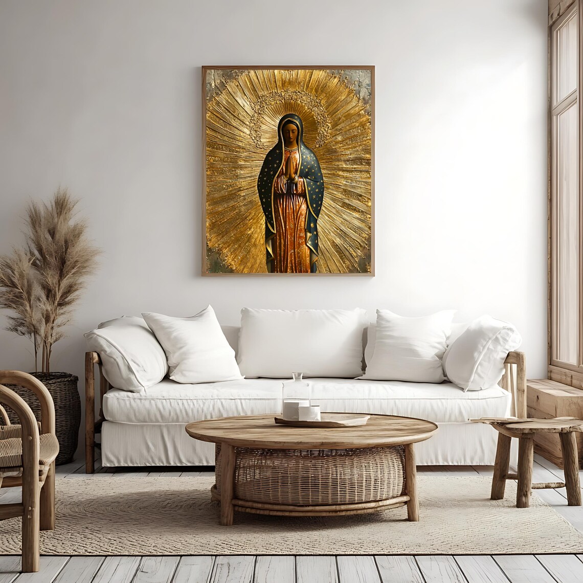 Our Lady of Guadalupe with Golden Rays Catholic Devotional Poster - Image 4