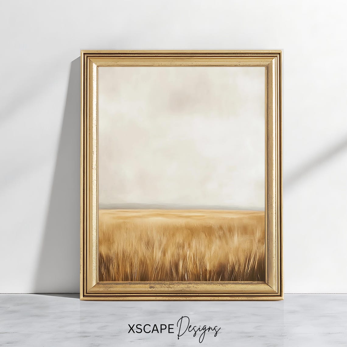 Minimalist Golden Wheat Field Neutral Tones Calm Prairie View Poster