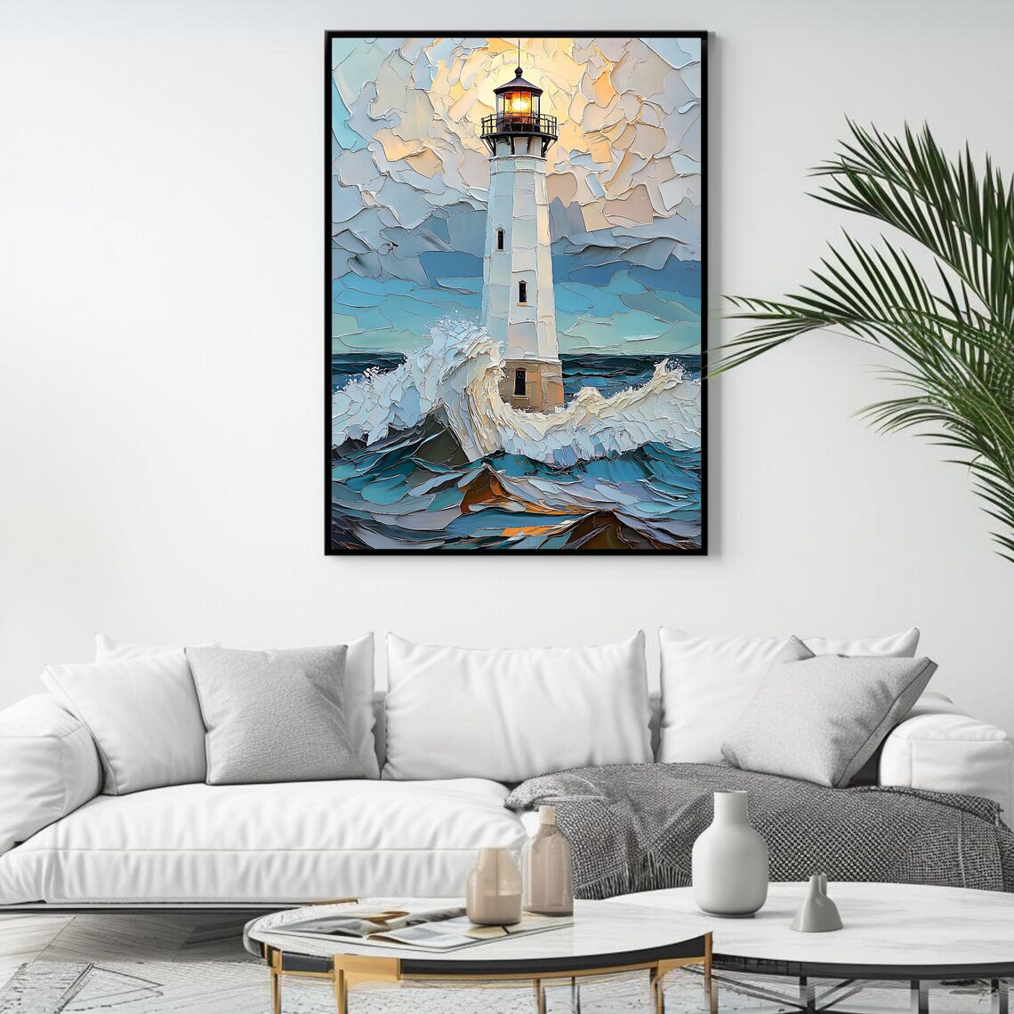 Lighthouse Art Print, Coastal Nautical Artwork - Image 4