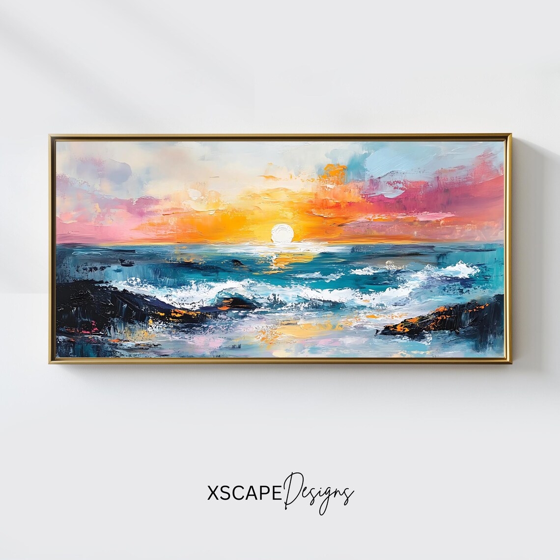Ocean Sunset Panoramic Seascape Art Print