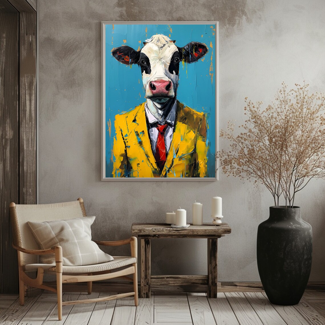 Whimsical Cow Farmhouse Animal Poster Print Decor - Image 2