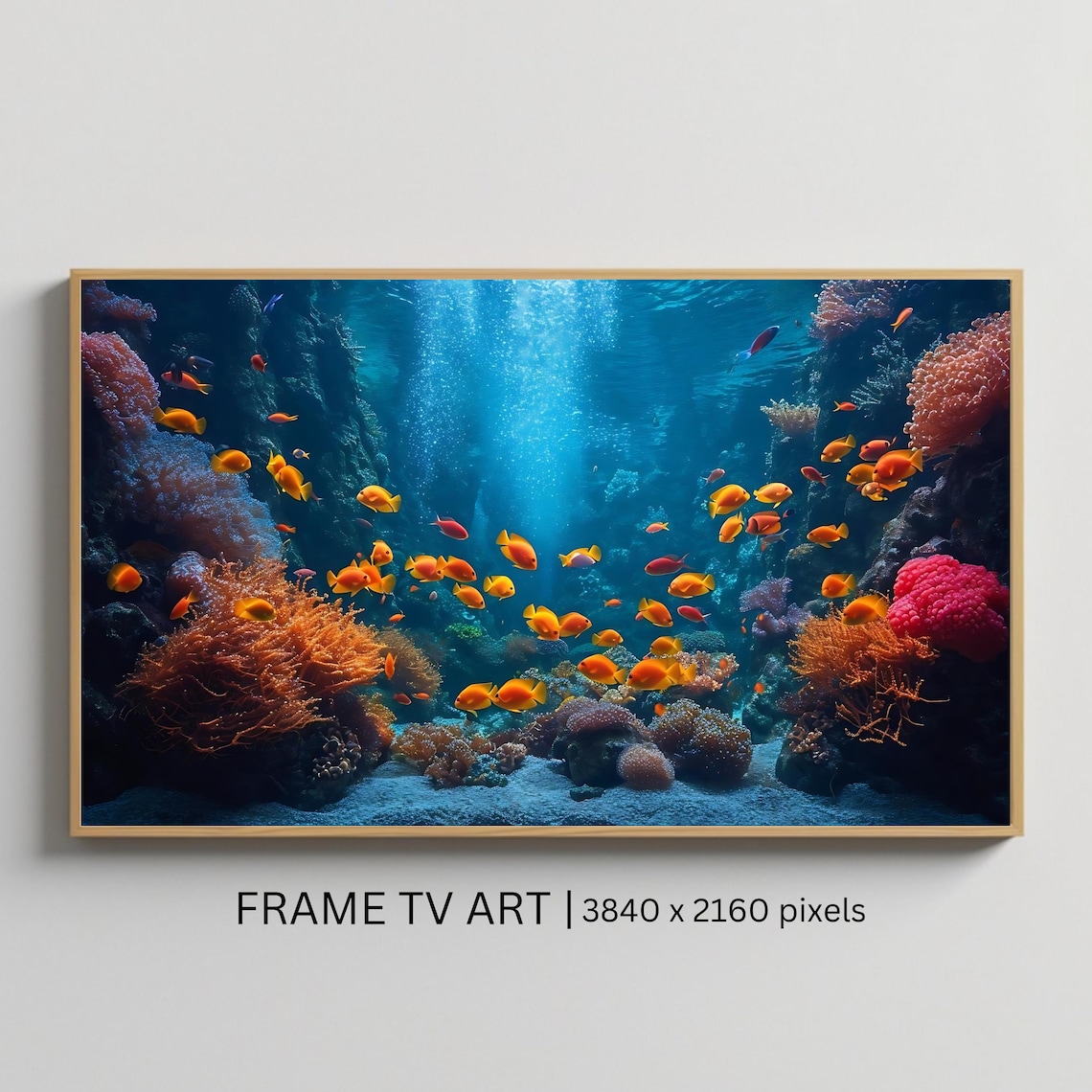 Coral Reef Underwater Fish School Vibrant Ocean Life TV Art Poster