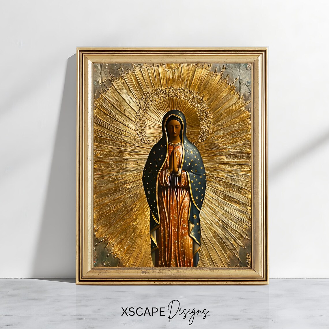 Our Lady of Guadalupe with Golden Rays Catholic Devotional Poster