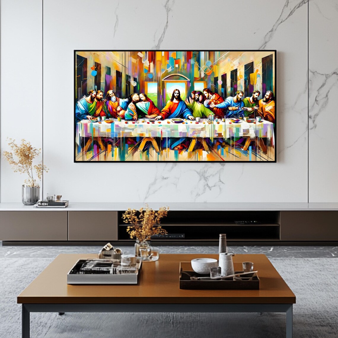 The Last Supper Modern Colorful Abstract Painting Christian Art Poster - Image 2