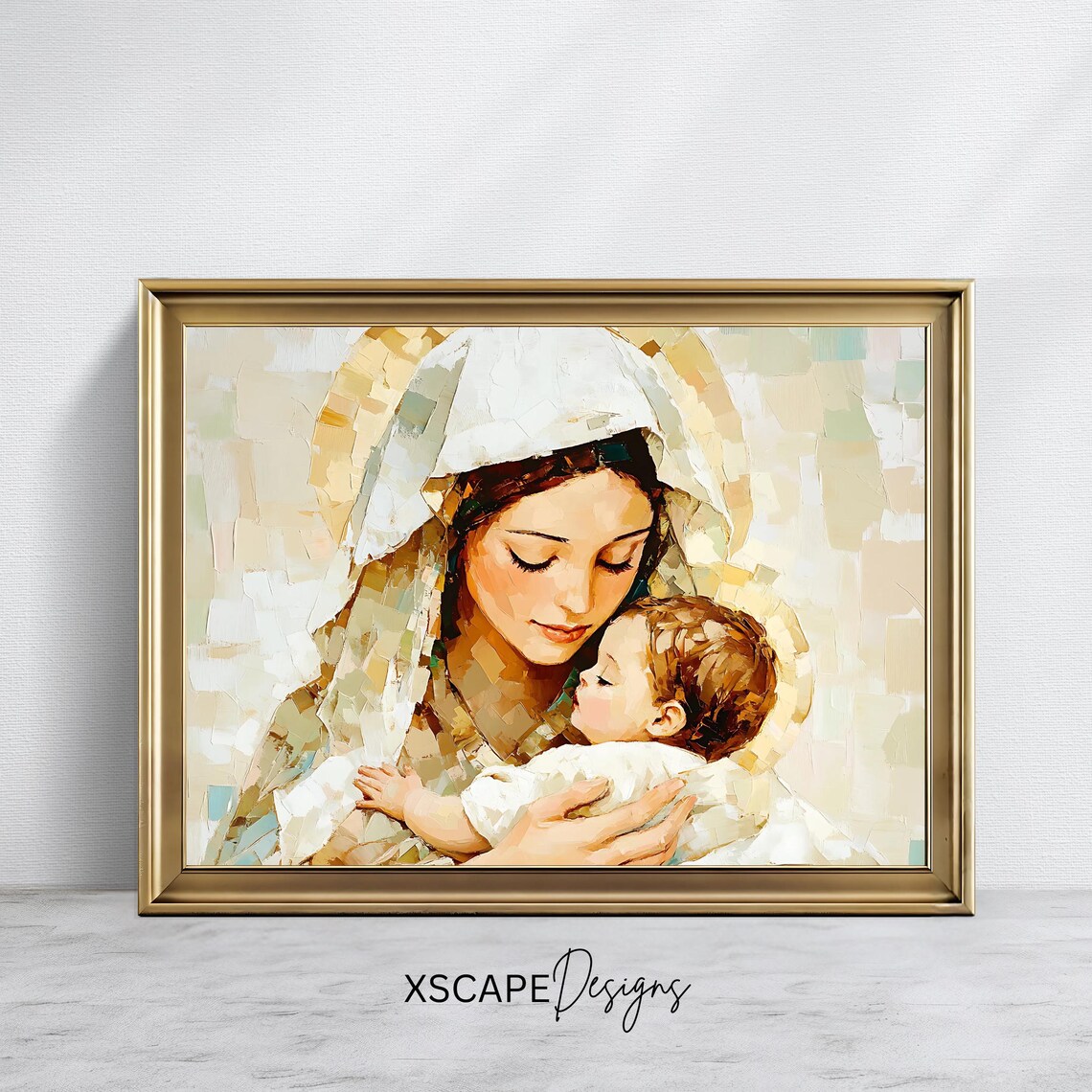 Blessed Virgin Mary and Baby Jesus Vintage Art Print