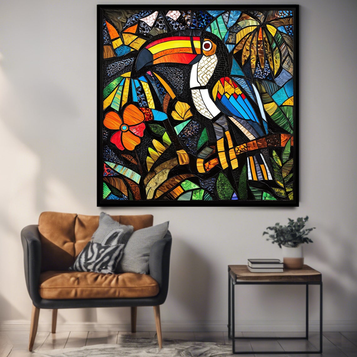 Stained Glass Toucan Tropical Mosaic Vibrant Colorful Bird Art Print - Image 3