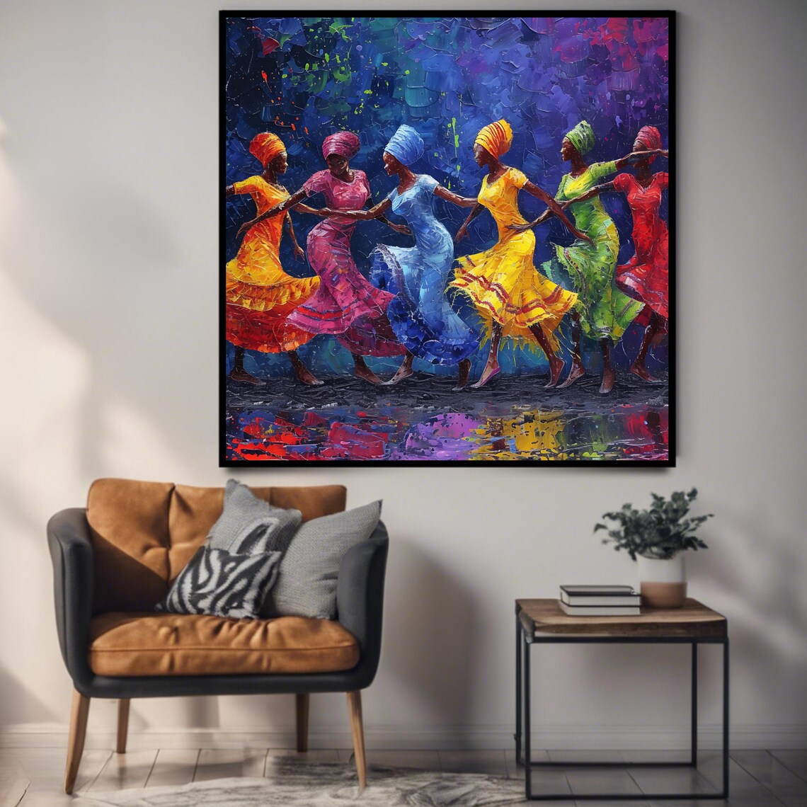 Abstract African Dance Wall Art Print Vibrant Cultural Poster Square Print Wall Art - Image 3