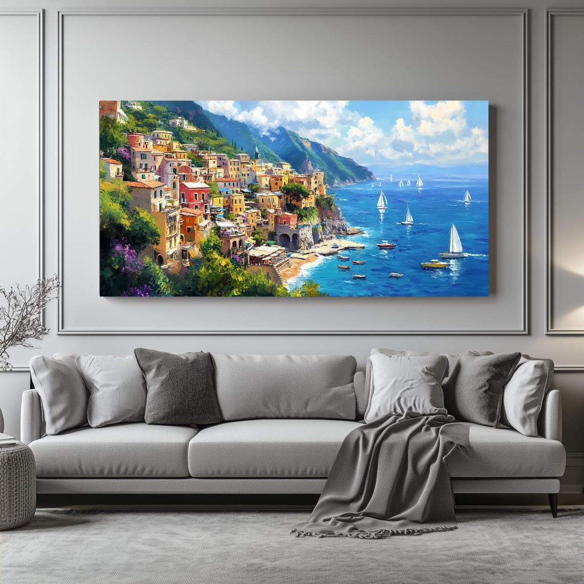 Amalfi Coast Colorful Cliffside Village Sailboats Mediterranean Poster - Image 4