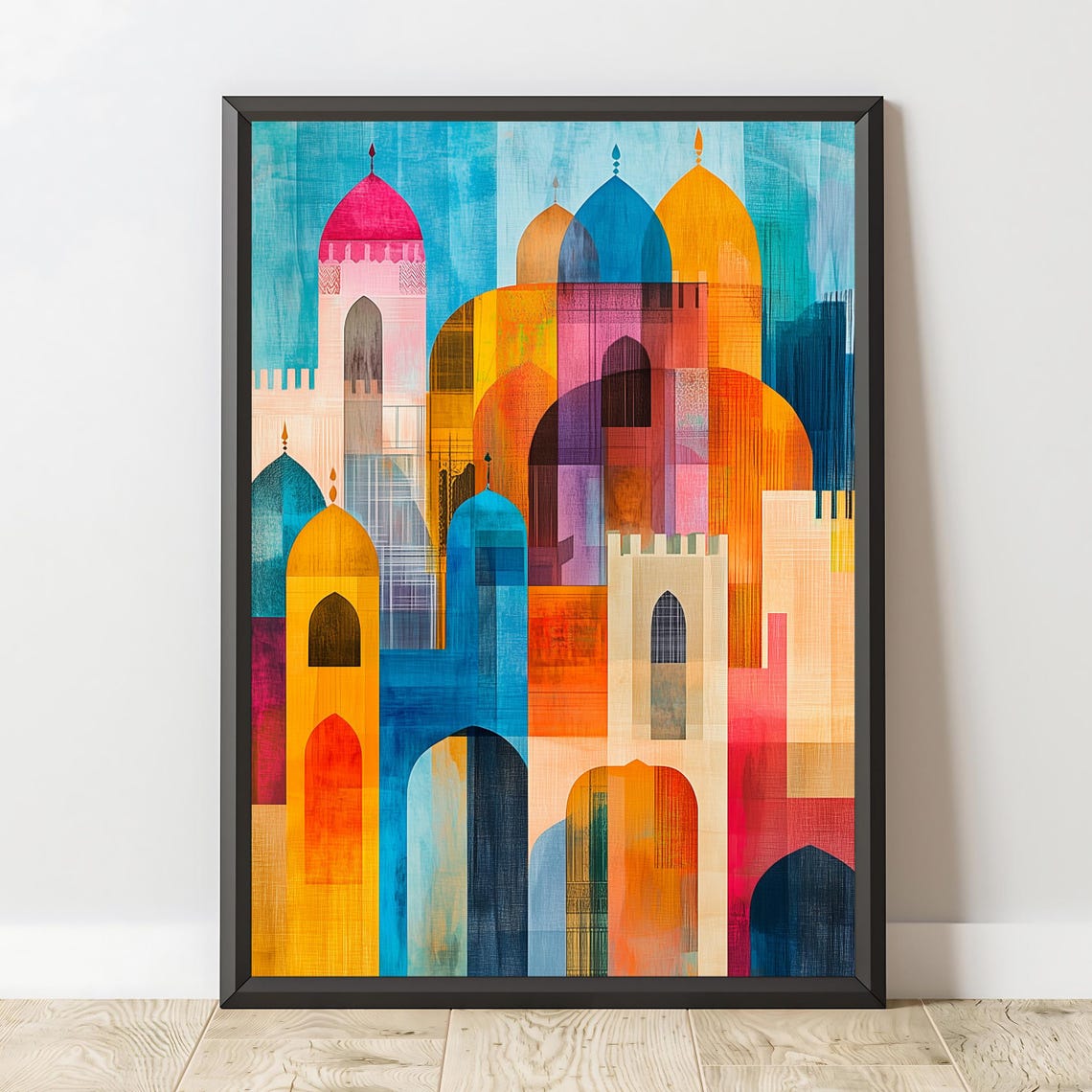Abstract Islamic Mosque Minarets Art Print Colorful Architecture Wall Art Vibrant Islamic Decor - Image 2