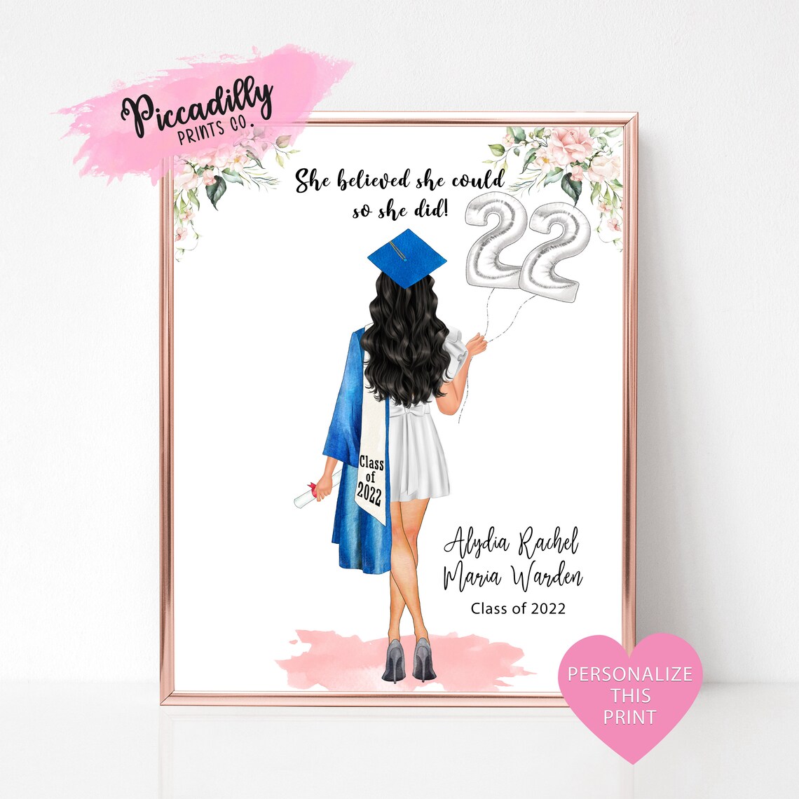 Personalised Graduation Portrait, Custom Gift Print