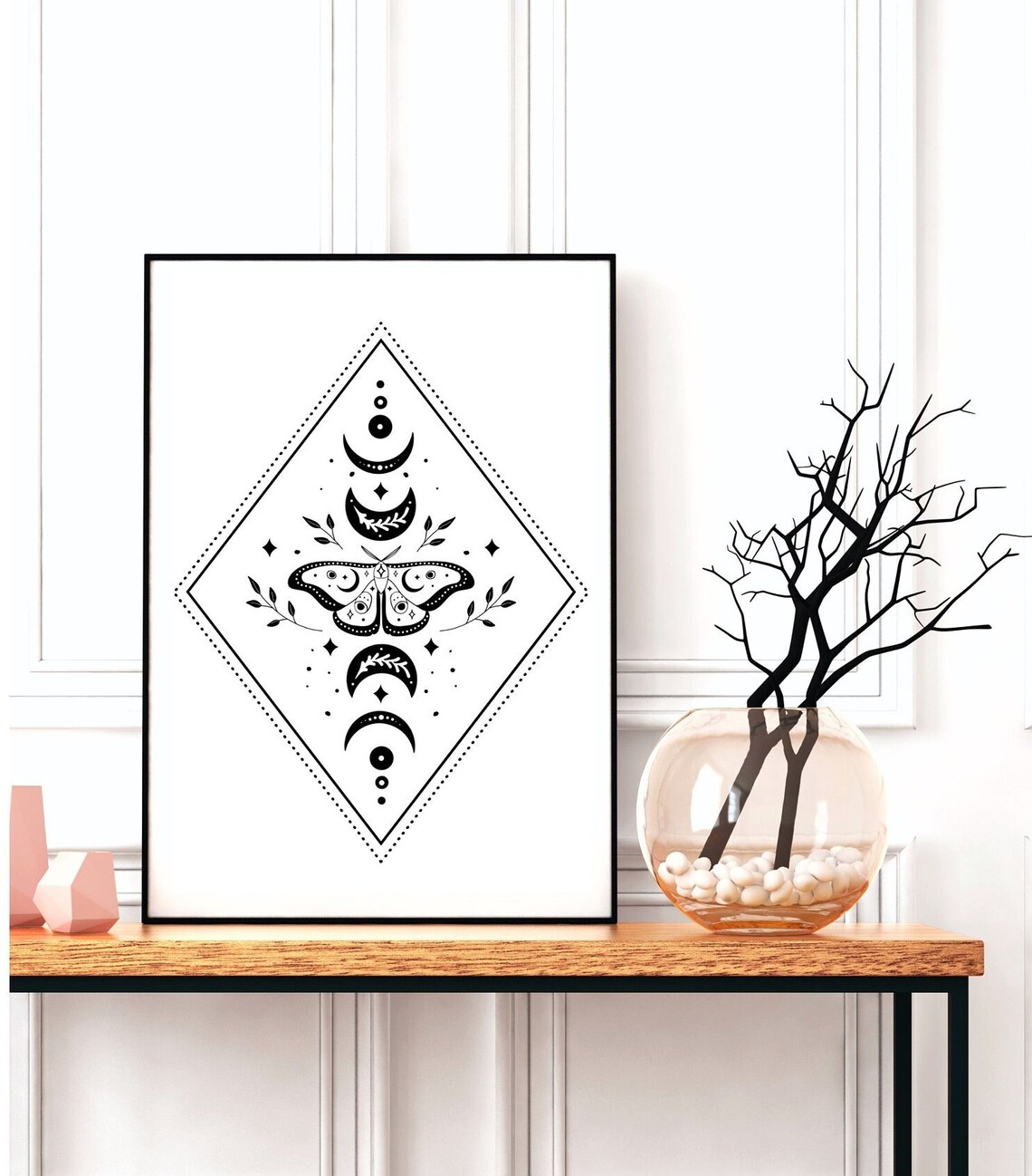 Celestial Mystic Moon Phase Stars Butterfly Print - Image 3