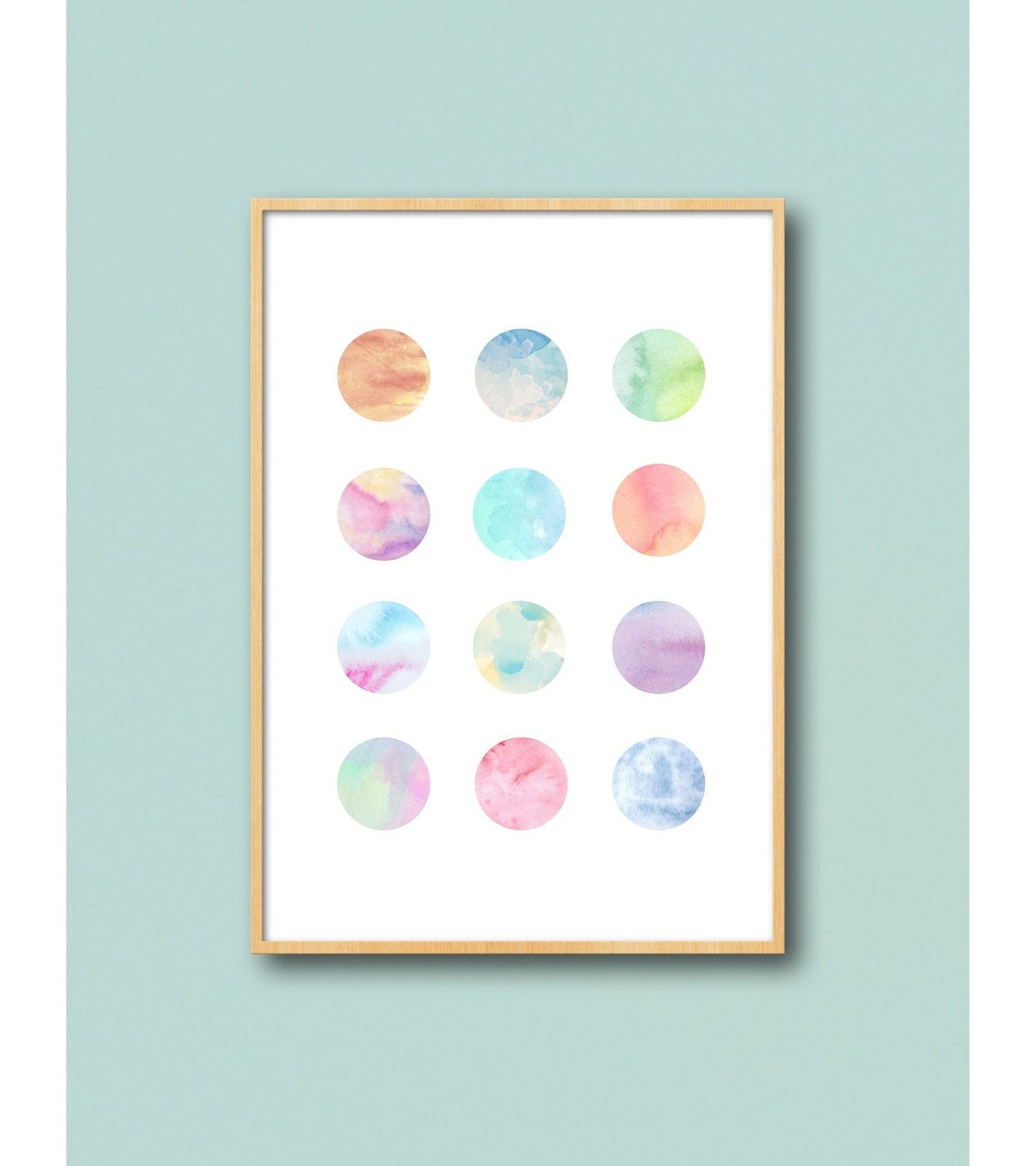 Pastel Watercolor Circles Minimalist Geometric Abstract Poster