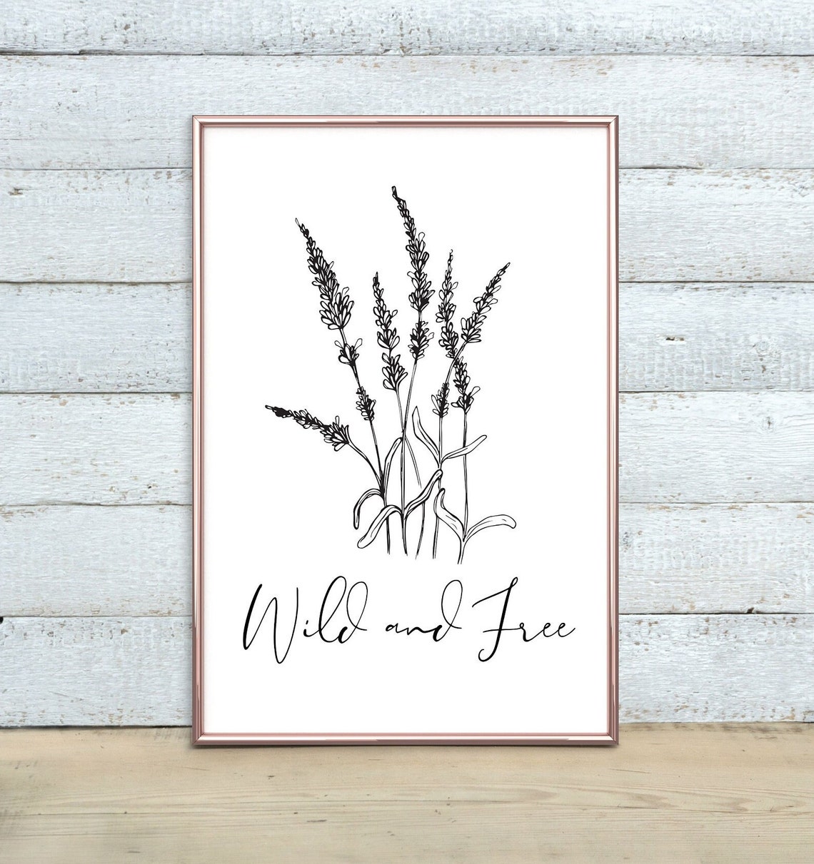 Wild and Free Lavender Botanical Line Art Script Quote Poster - Image 5