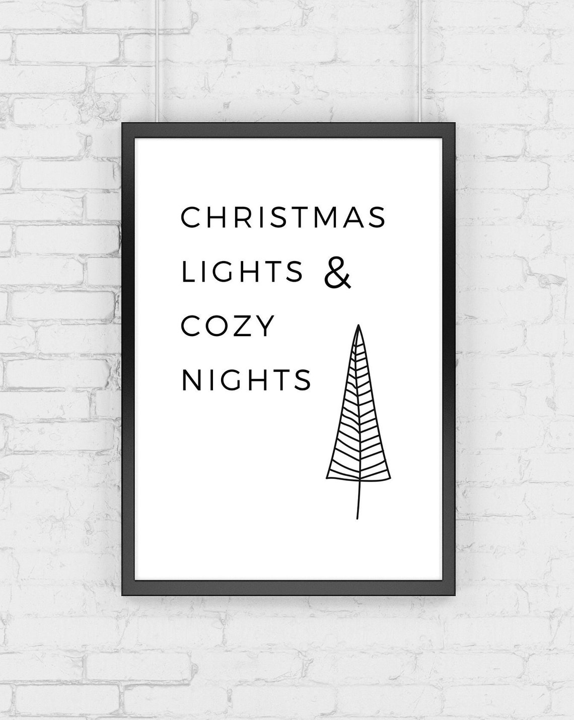 Christmas Lights and Cozy Nights Pine Tree Script Wall Decor Poster - Image 4