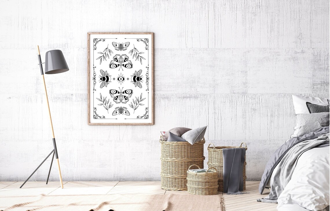 Vintage Pinned Butterfly Bee Moth Botanic Poster - Image 2