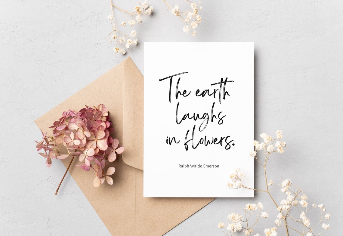 The Earth Laughs in Flowers Emerson Quote Brush Script Poster - Image 5